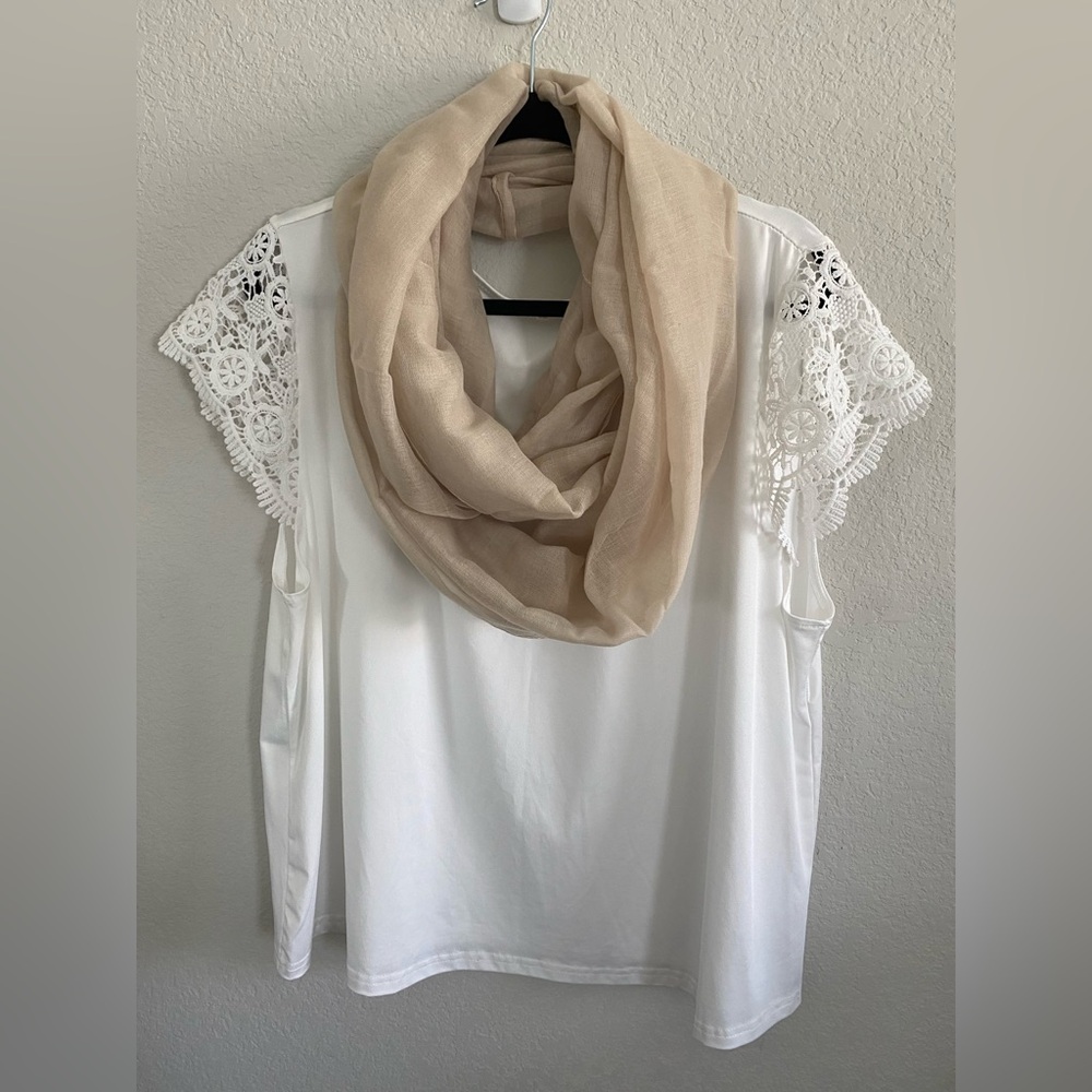 Beige Infinity Scarf - Lightweight & Elegant New